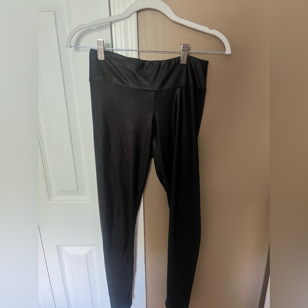 fornia leggings. satin/leather leggings size small